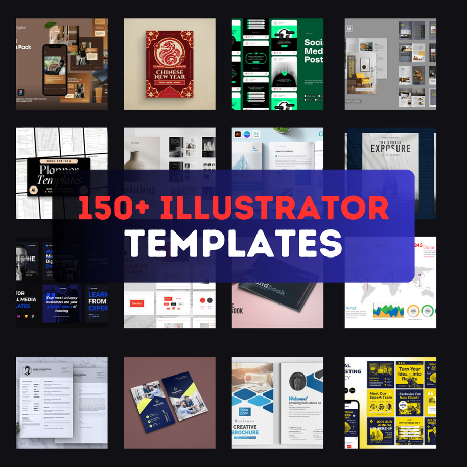 Adobe Illustrator Templates Pack - 150+ Customizable Templates